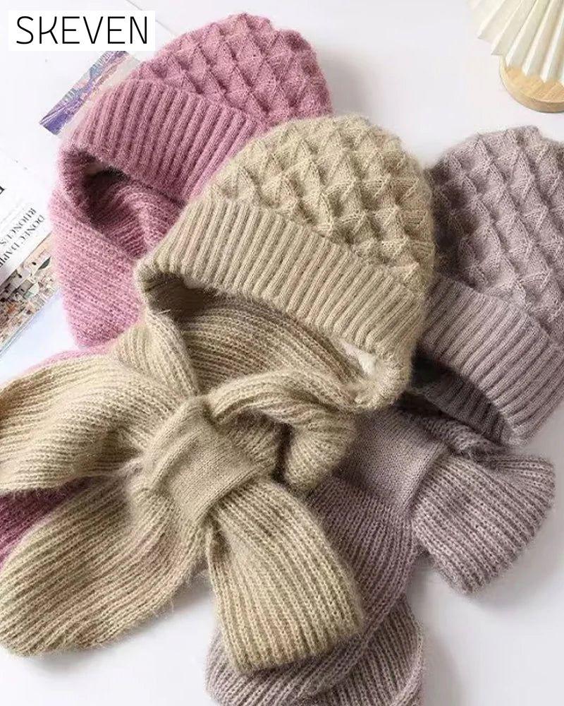Winter Versatile Knitted Hooded Scarf for Women