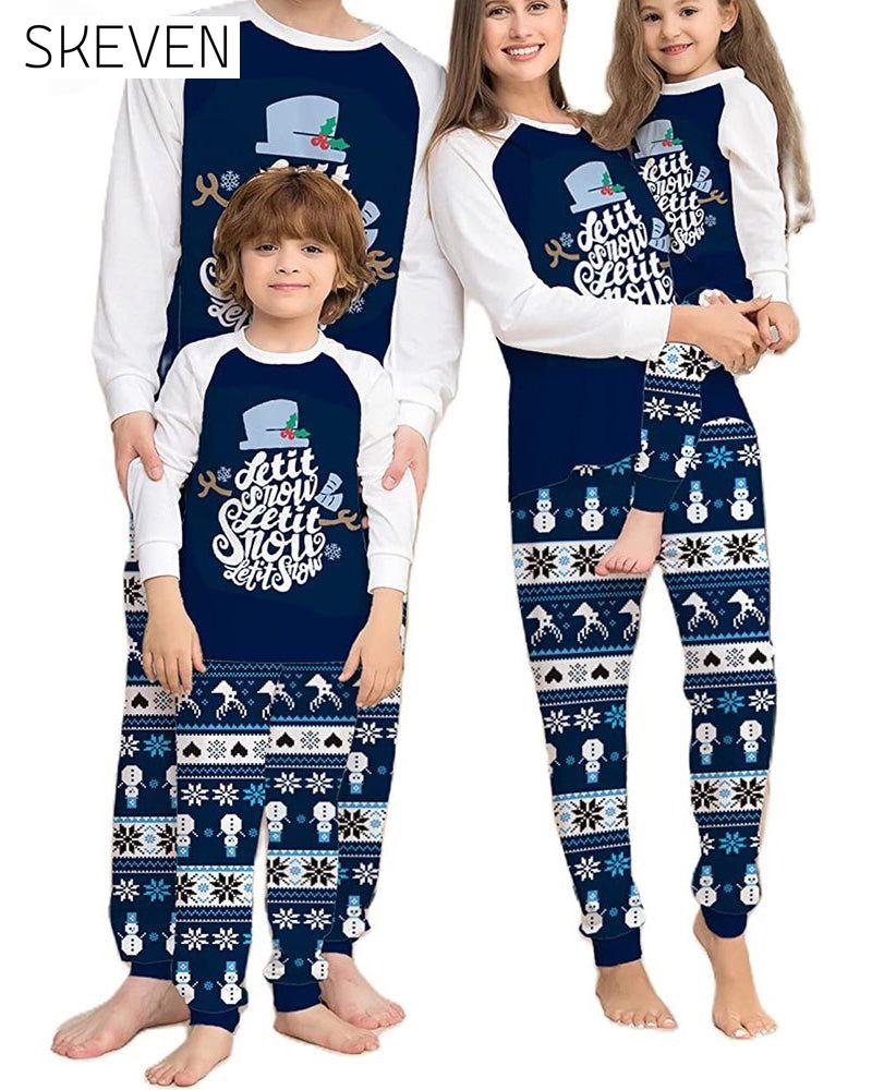 Christmas printed casual family Pajama Sets