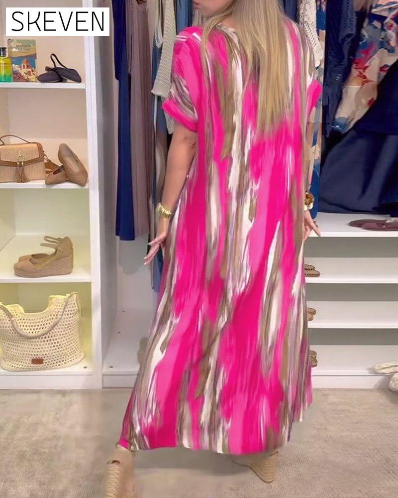Lässiges, locker sitzendes Kleid mit V-Ausschnitt