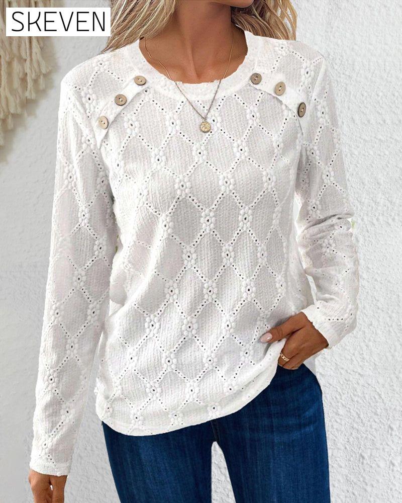 Langarmshirt mit Knopfleiste und Print