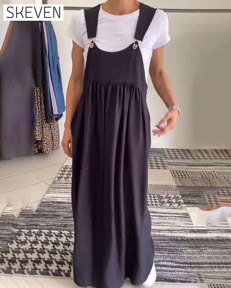 Lässiges einfarbiges Trägerkleid