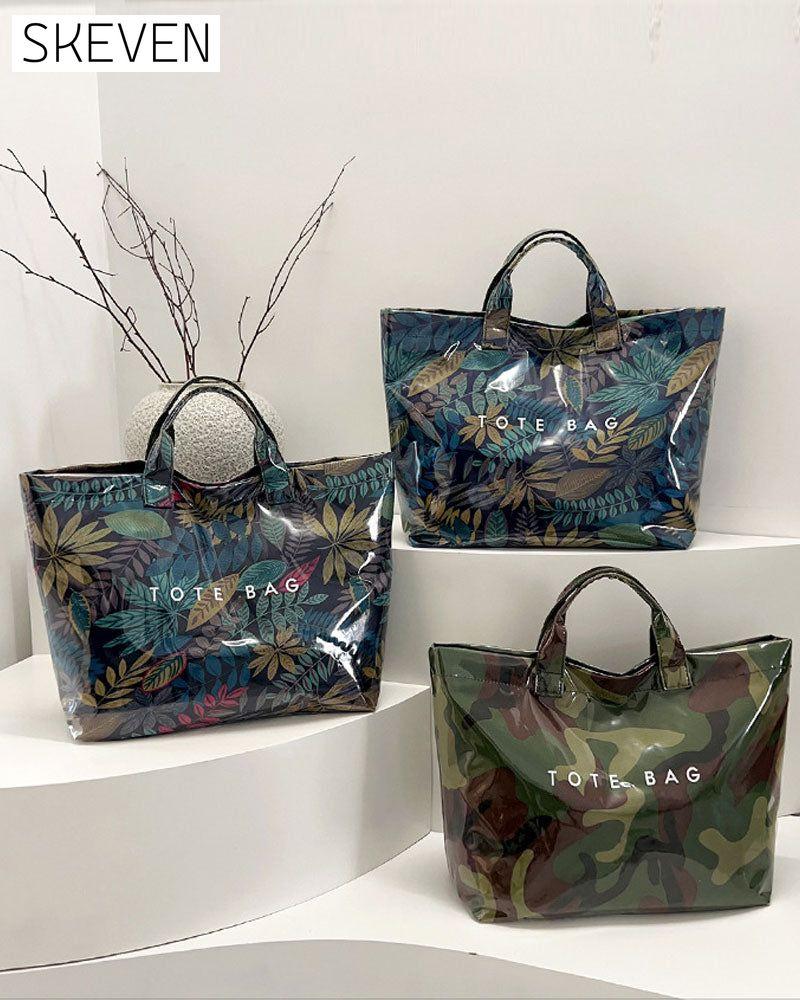 Sac fourre-tout pour femme à motif camouflage et feuilles