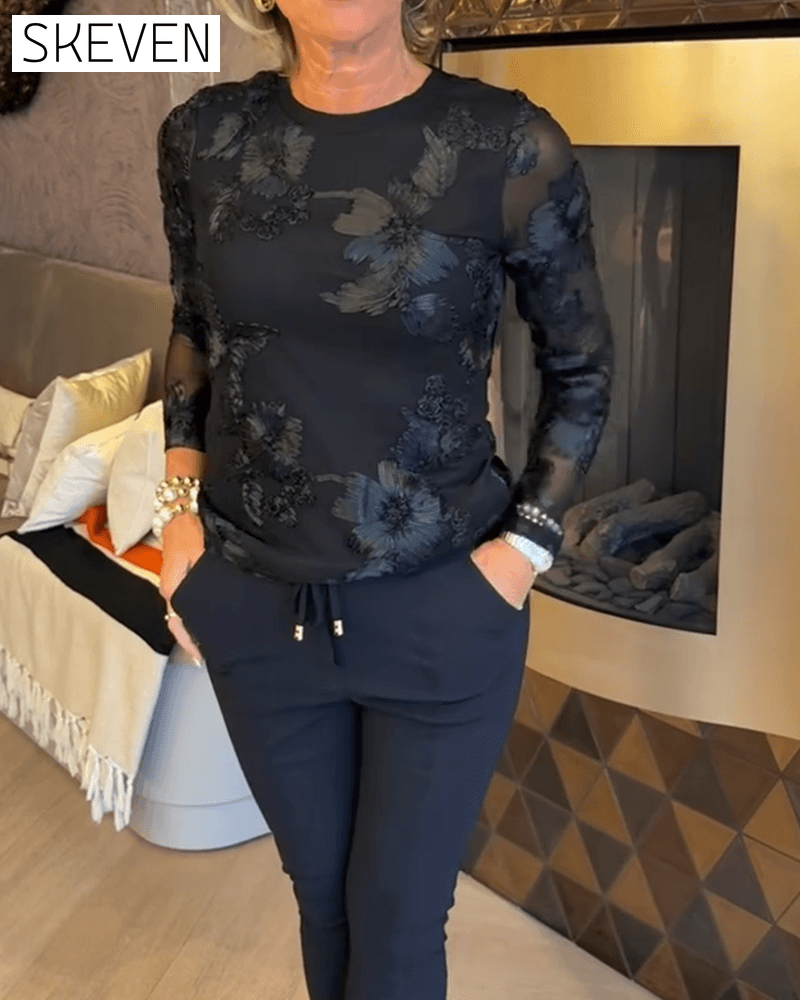 Stylish Round Neck Long-Sleeved Top