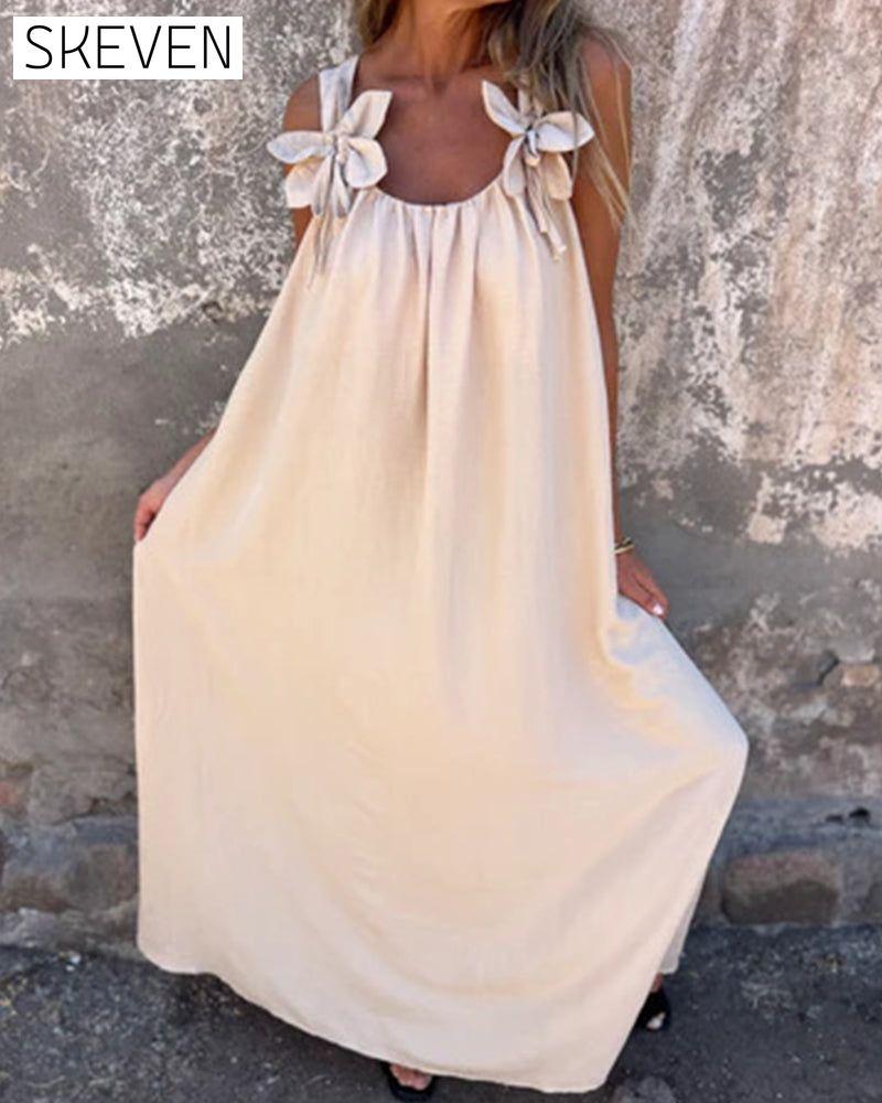 Ärmelloses, einfarbiges, modisches langes Kleid
