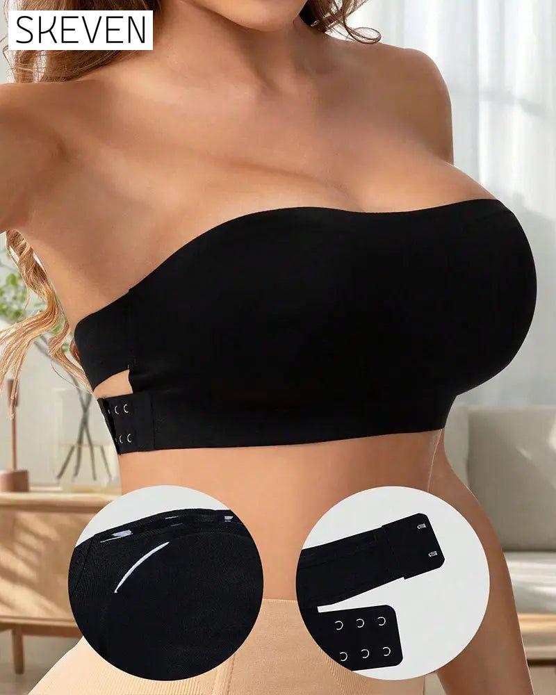 Strapless Seamless Side Closure Criss Cross Bra Top