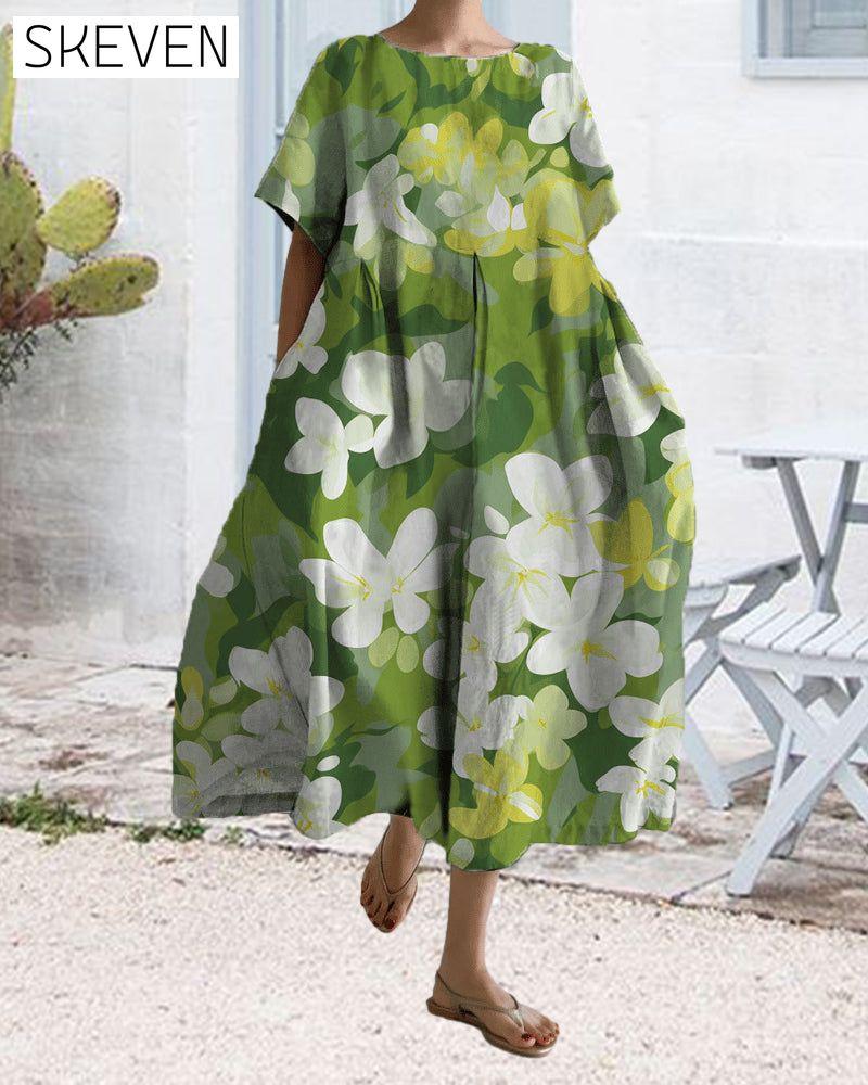 robe imprimée ample à manches courtes