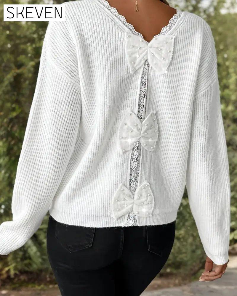 Long-Sleeved Back Bow Pullover