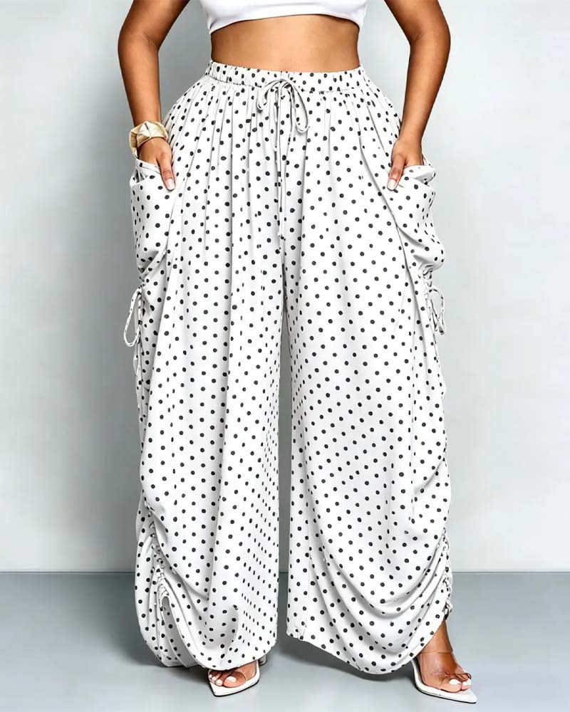 Small Polka Dot Wide Leg Lounge Pants