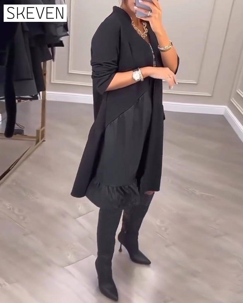 Artistic V-neck long-sleeved dress