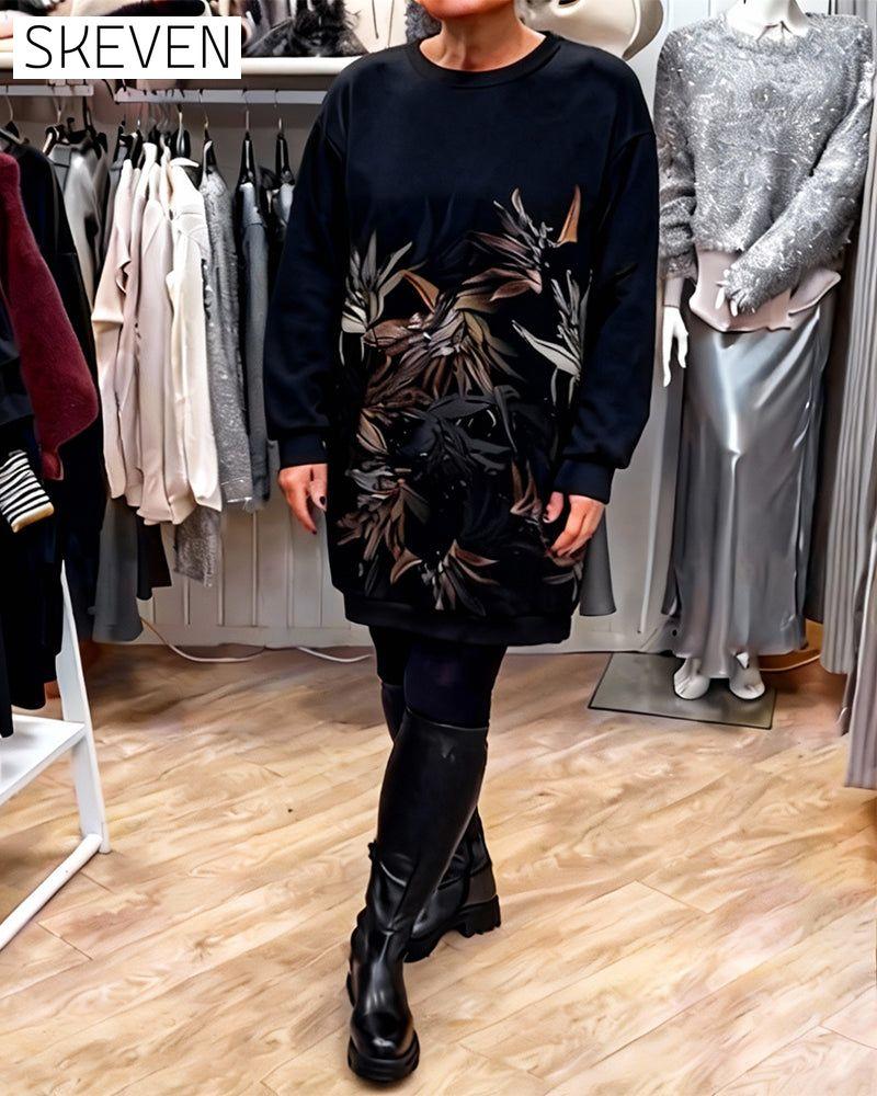 Robe sweat-shirt à capuche imprimée