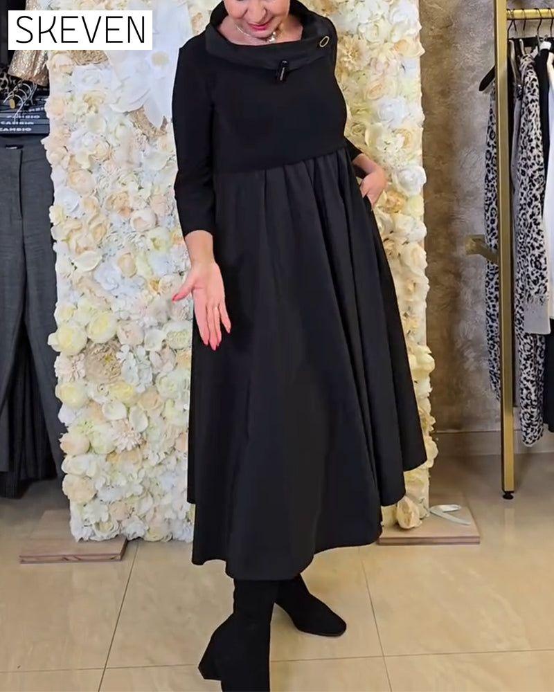 Modisches, einfarbiges A-Linien-Kleid für die Straße