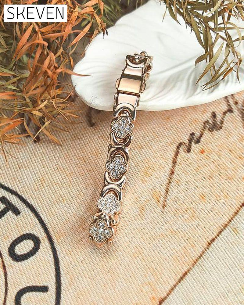 Kupferarmband mit vierblättrigem Kleeblatt 