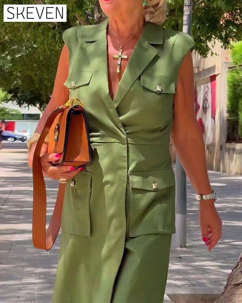 Casual Solid Color Slim Knee-Length Dress