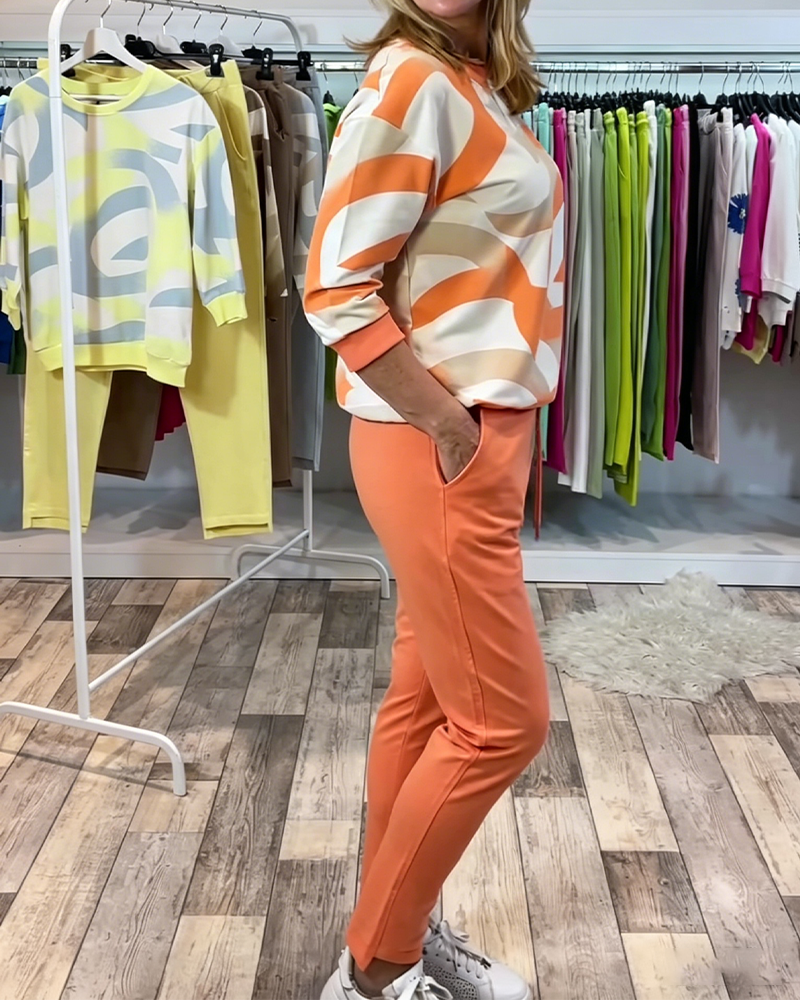 Geometric Pattern Sports Casual Set