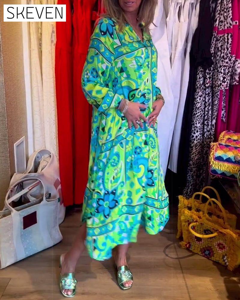 Loose printed pocket dress