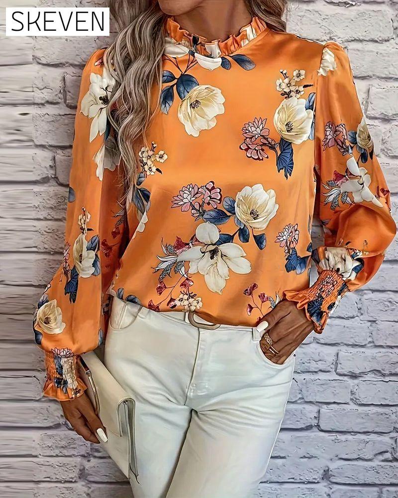 Bluse mit Ballonärmeln und Blumenmuster