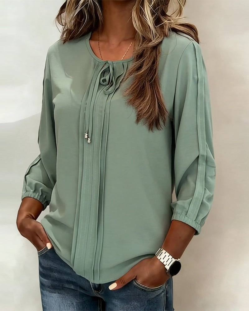 Stylish Lace-Up Accordion Pleated Top