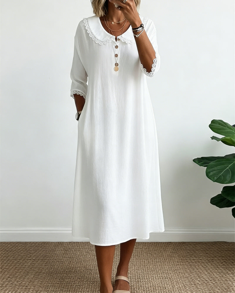 Peter Pan Collar Solid Color Patchwork Dress