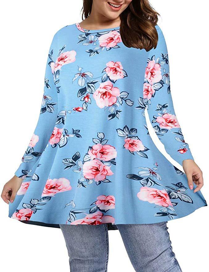 Long-sleeve Belted Top Plus-size Relaxed Fit