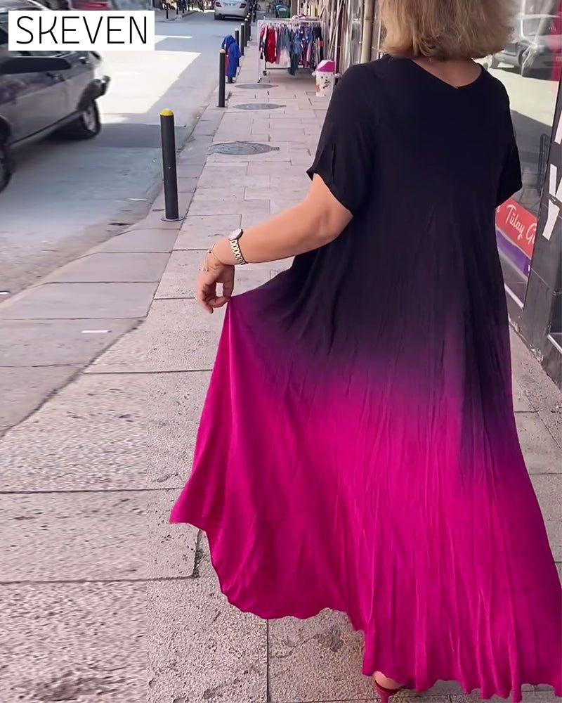 Lässiges Faltenkleid im Ombré-Stil