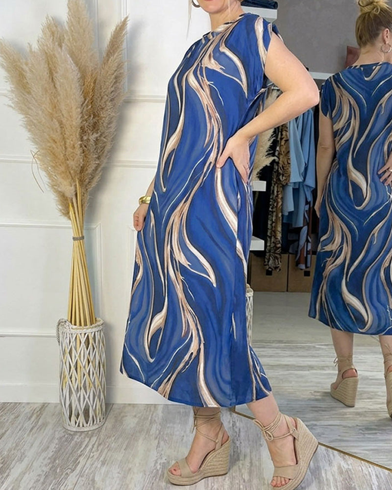Gilded Flowing Pattern Column Dress