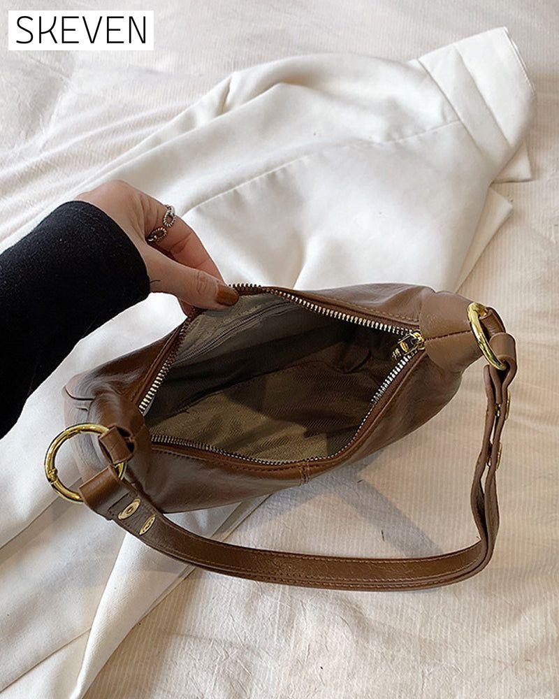Achseltasche aus gewachstem Leder 