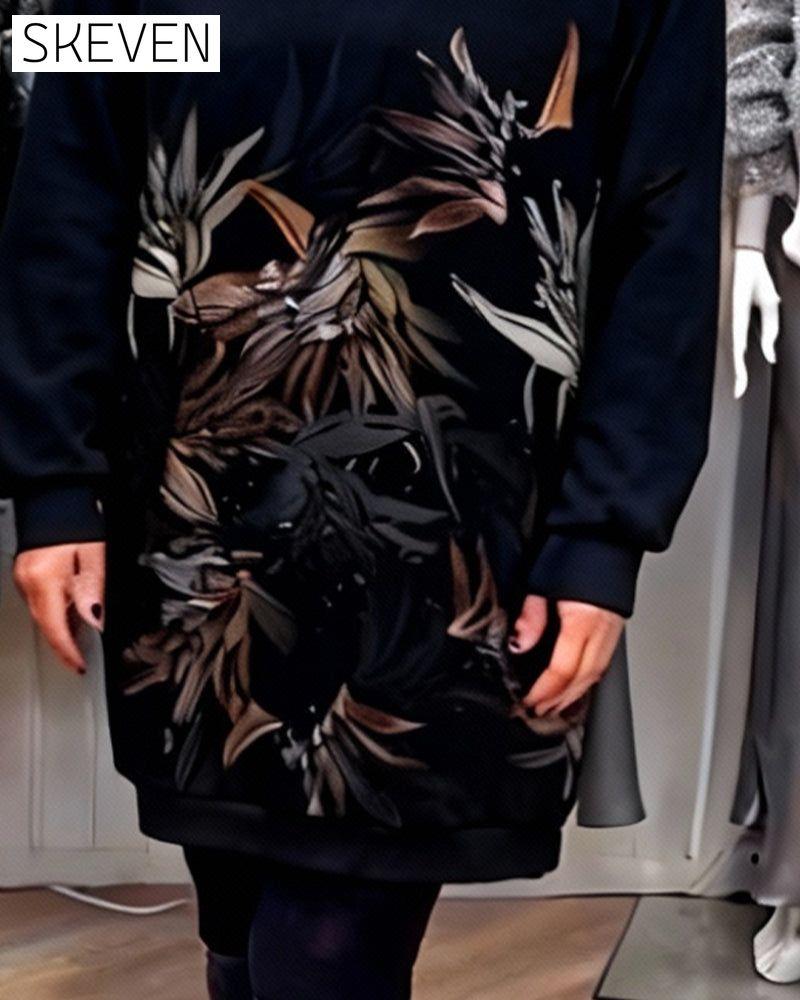 Robe sweat-shirt à capuche imprimée