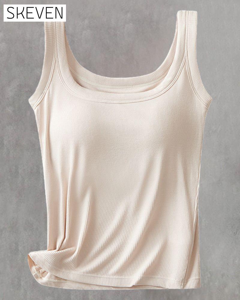 Solid Color Built In Bra Vest