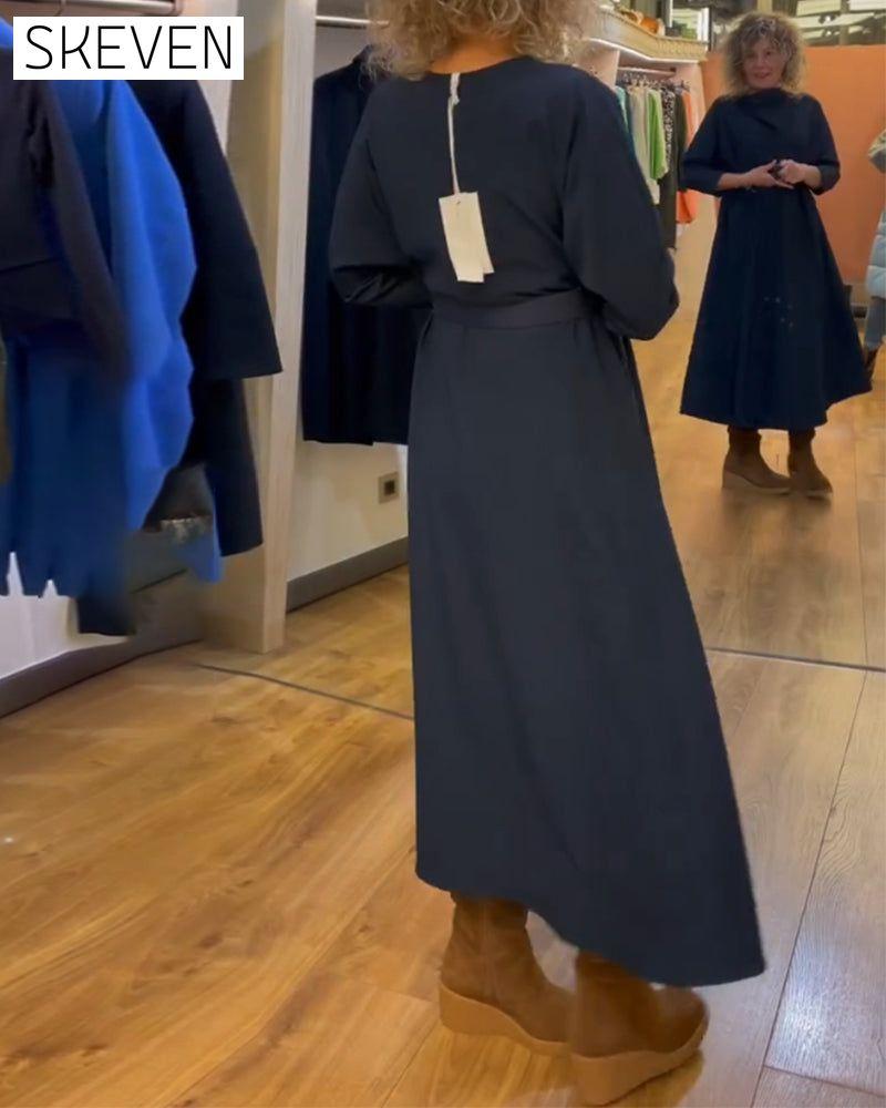 robe décontractée à poches de couleur unie