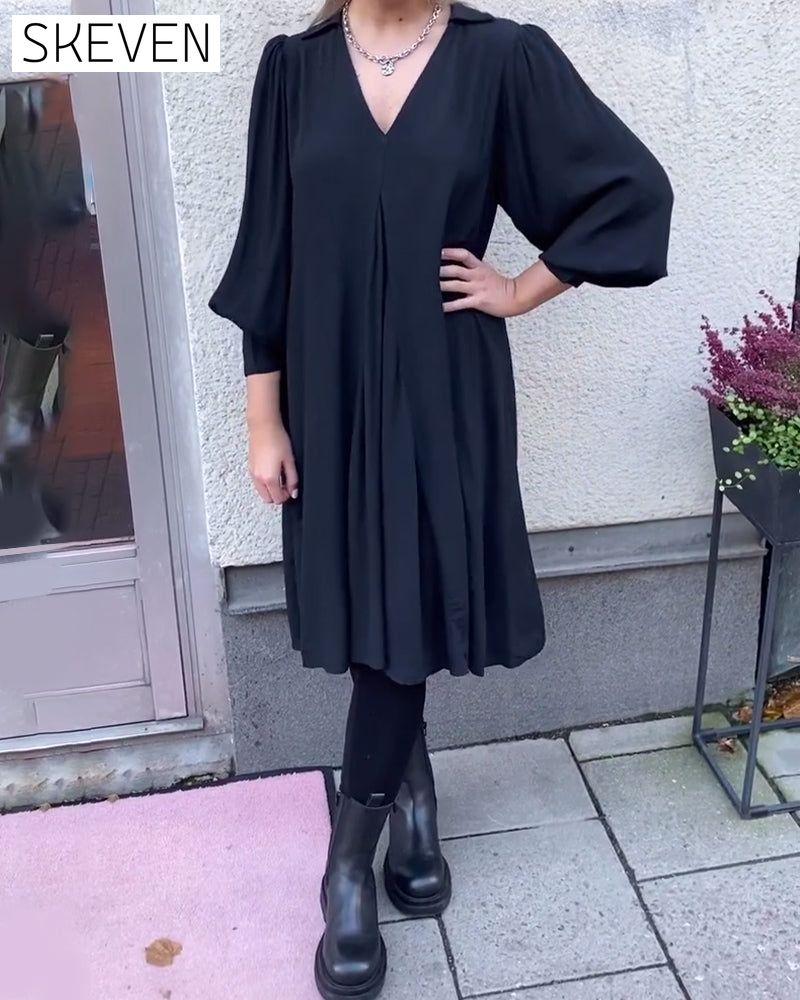 V-Neck Fashionable Lantern Sleeve Dress