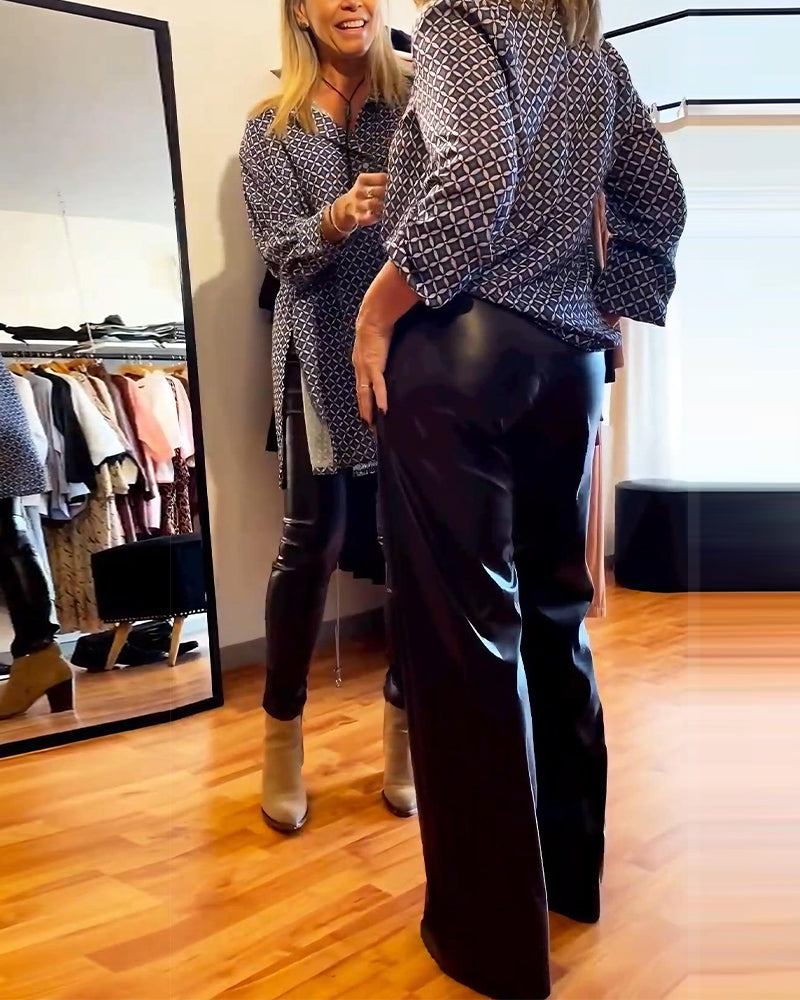 Loose-Fitting Diamond-Patterned Shirt