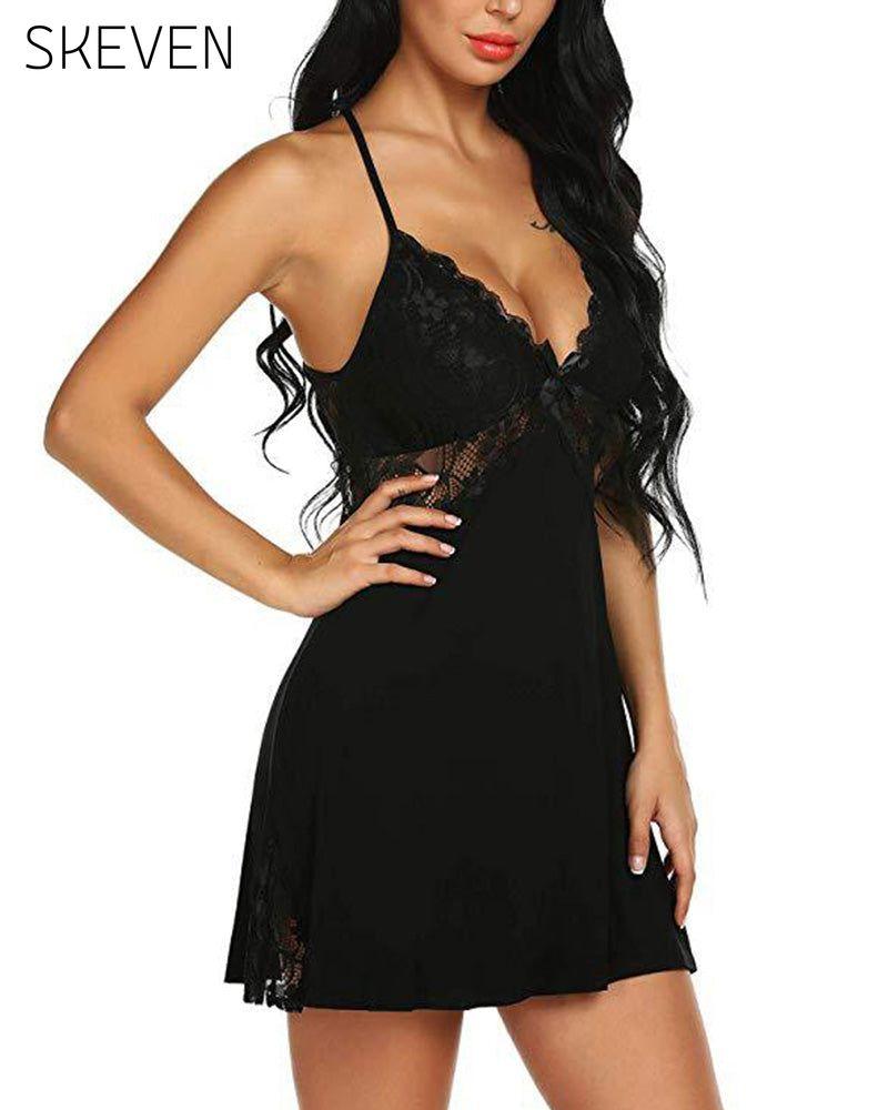 Solid color backless sexy nightdress