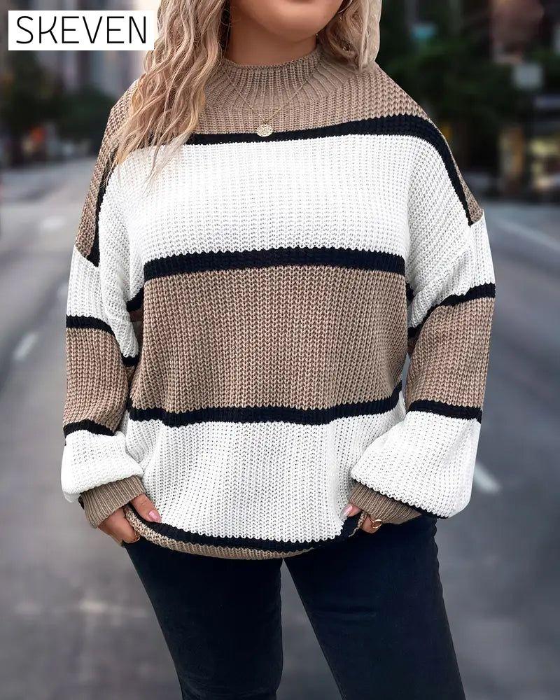 Pull ample à rayures contrastées et épaules tombantes