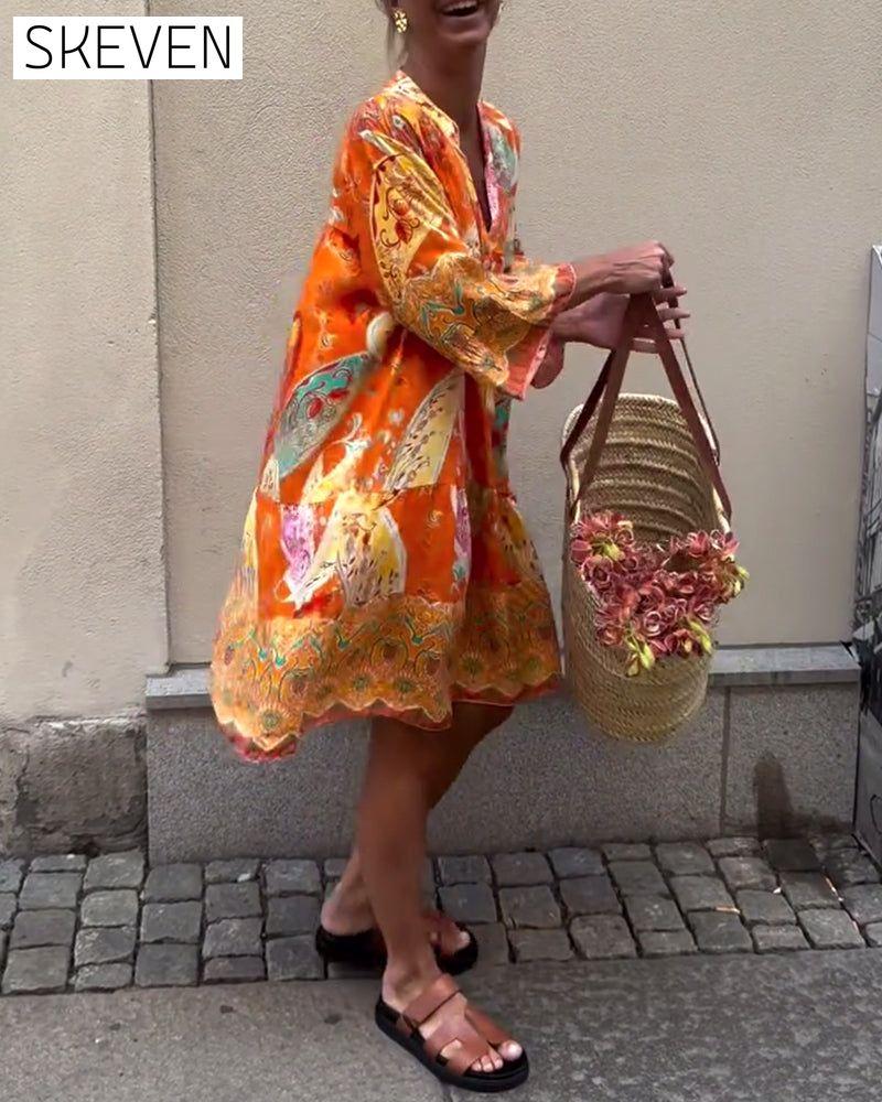 Kleid im Boho-Stil mit Print