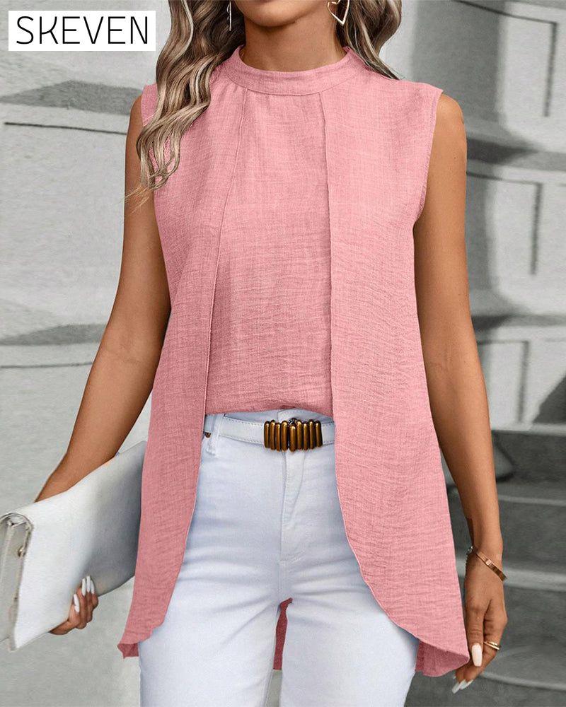 Elegant solid color sleeveless top