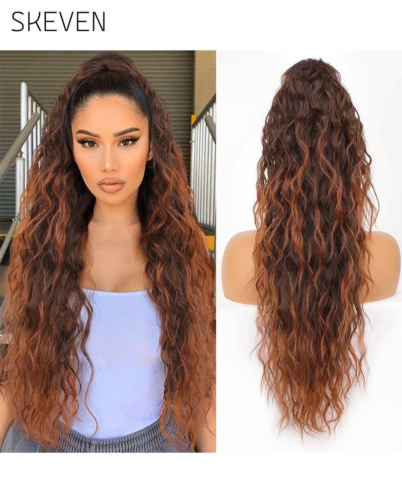 Extension de cheveux bouclés, ondulés et frisés avec queue de cheval
