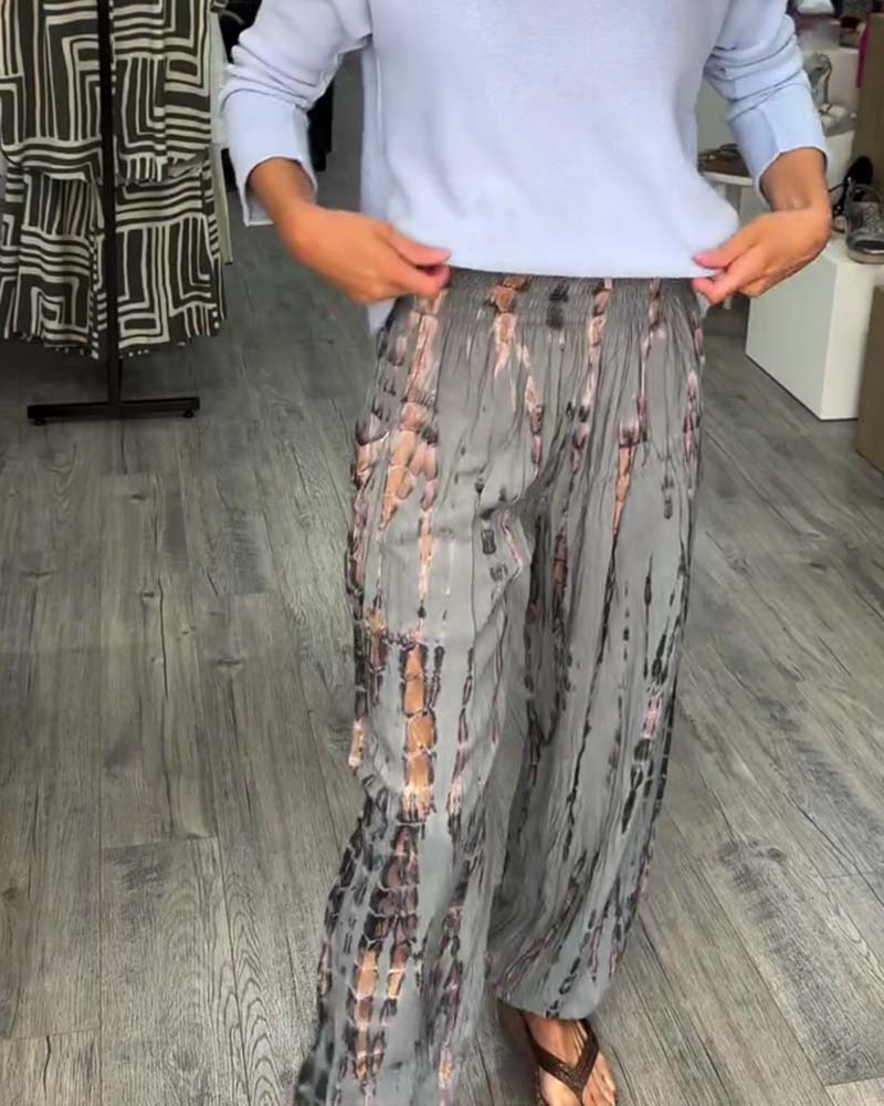 Tie-Dye Print Wide Leg Harem Pant