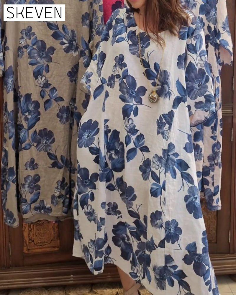 Freizeitkleid mit Blumenmuster und Taschen