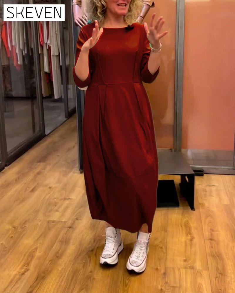 Round Neck 2/3 Sleeve Dress