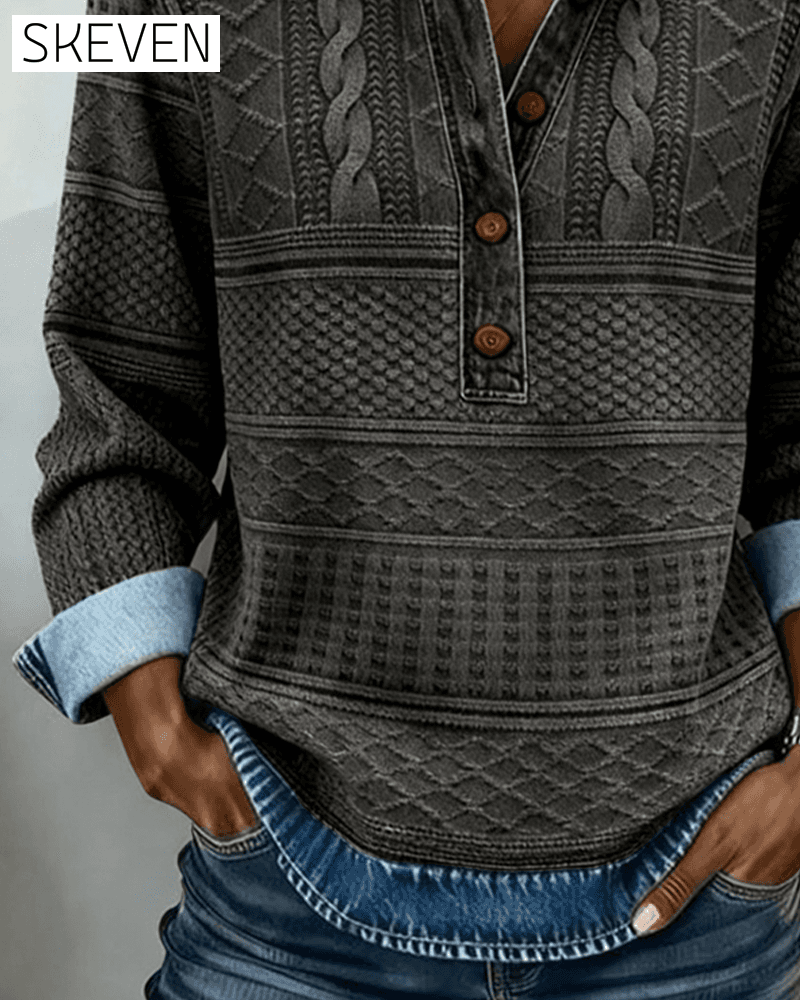 Fashionable Half Button Lapel Sweatshirt