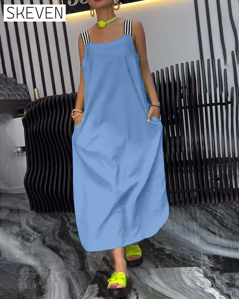 Spliced Suspender Loose Dress