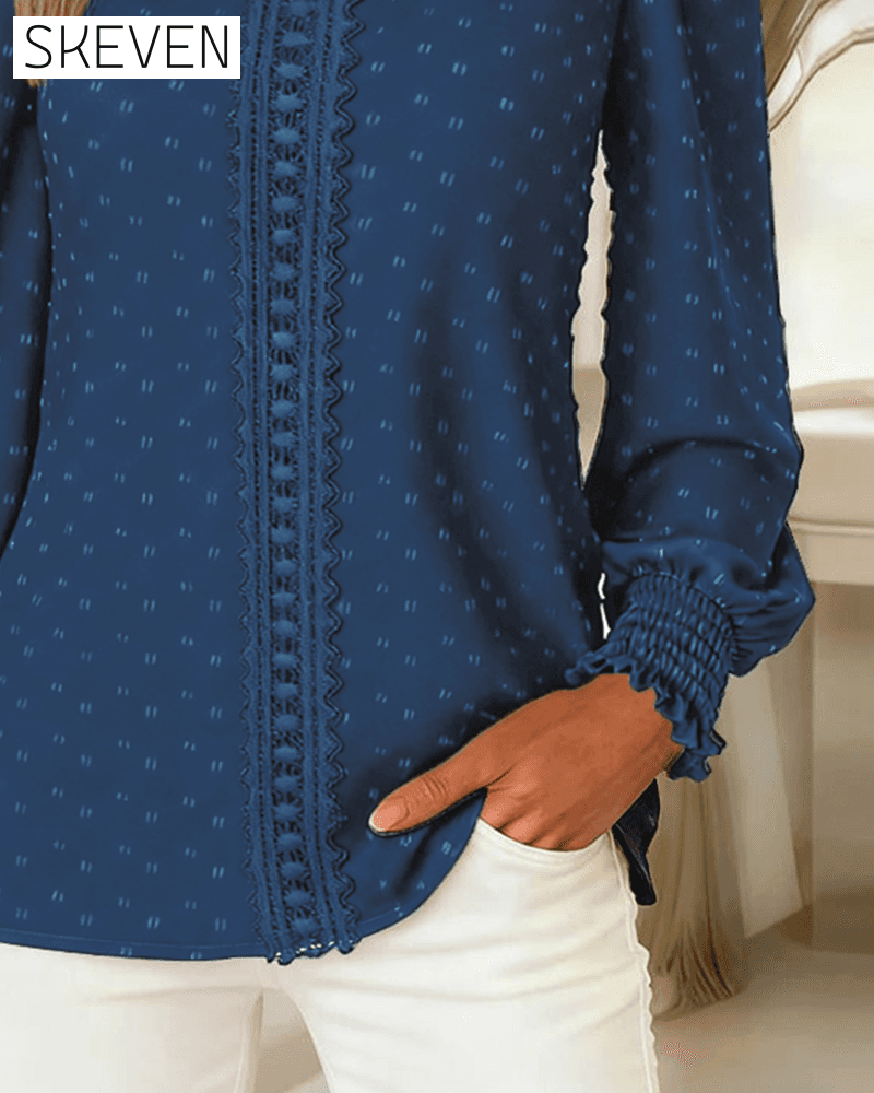 Round Neck Puff Sleeve Blouses