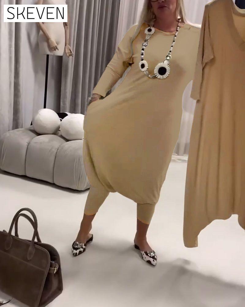 Solid Color Long Sleeve Casual Jumpsuit