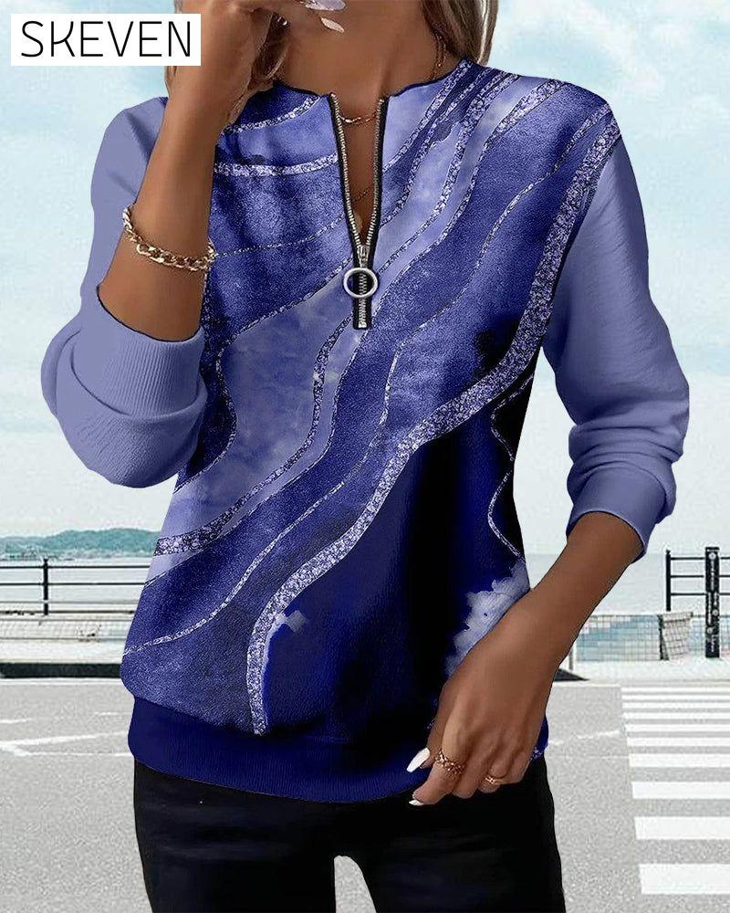Half-Zip Vintage Print Sweatshirt