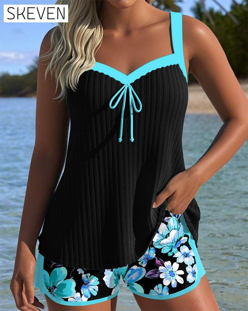 Sport-Boxershorts mit V-Ausschnitt und Print, Tankini