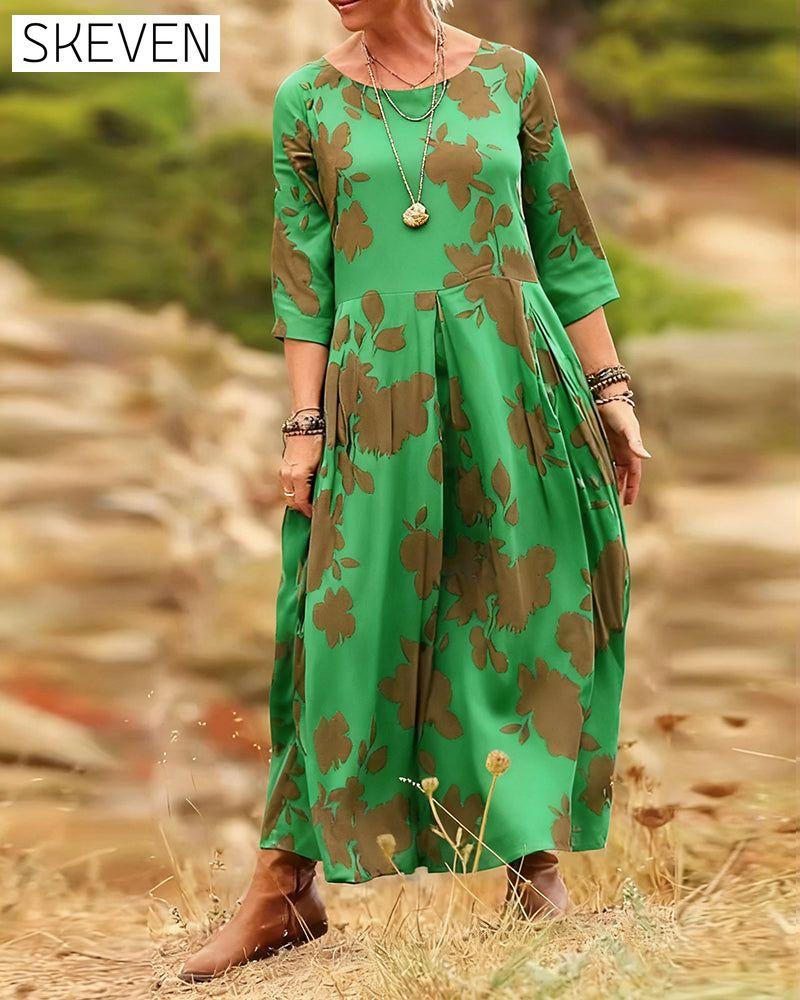Temperament Retro Printed Dress
