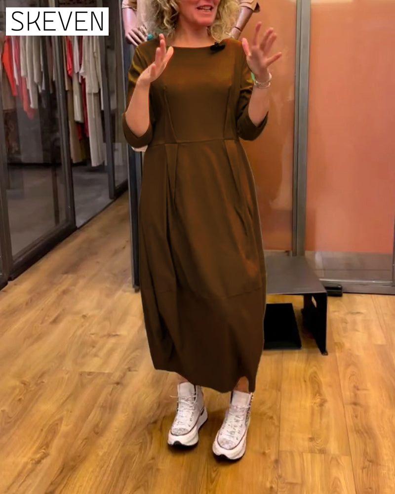 Round Neck 2/3 Sleeve Dress