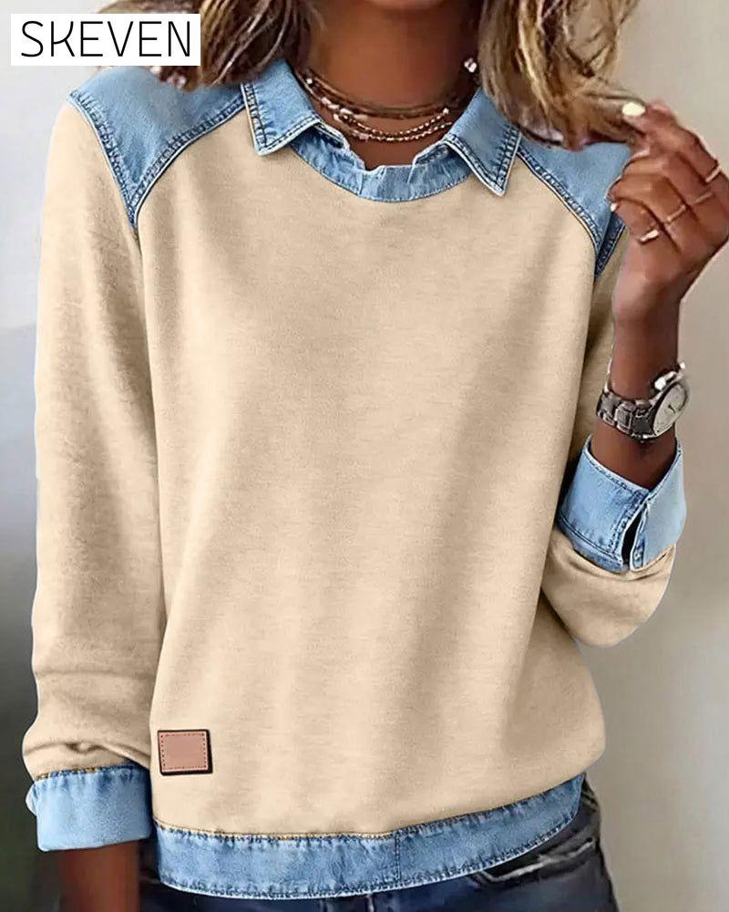 Fashionable Lapel Long-Sleeved Blouse