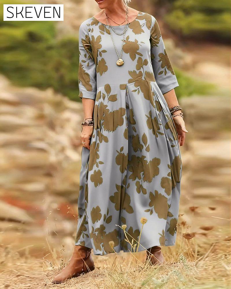 Temperament Retro Printed Dress