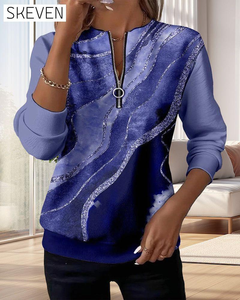Half-Zip Vintage Print Sweatshirt